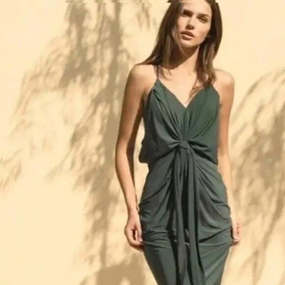 NWT  Misa Los Angeles Olive Green Domino Spaghetti Strap Maxi Dress Size XS - Picture 1 of 6